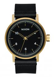 Nixon The Stark Leather All Black / Gold