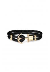 Paul Hewitt Ankerarmband Phreps Gold Nylon Schwarz