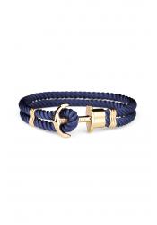 Paul Hewitt Ankerarmband Phreps Gold Nylon Marineblau