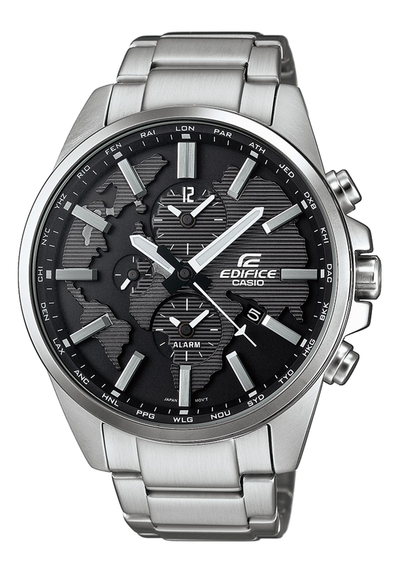 casio gold watch with world map