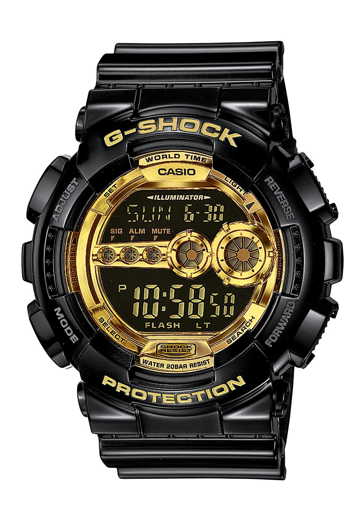 g shock black and gold mens watch