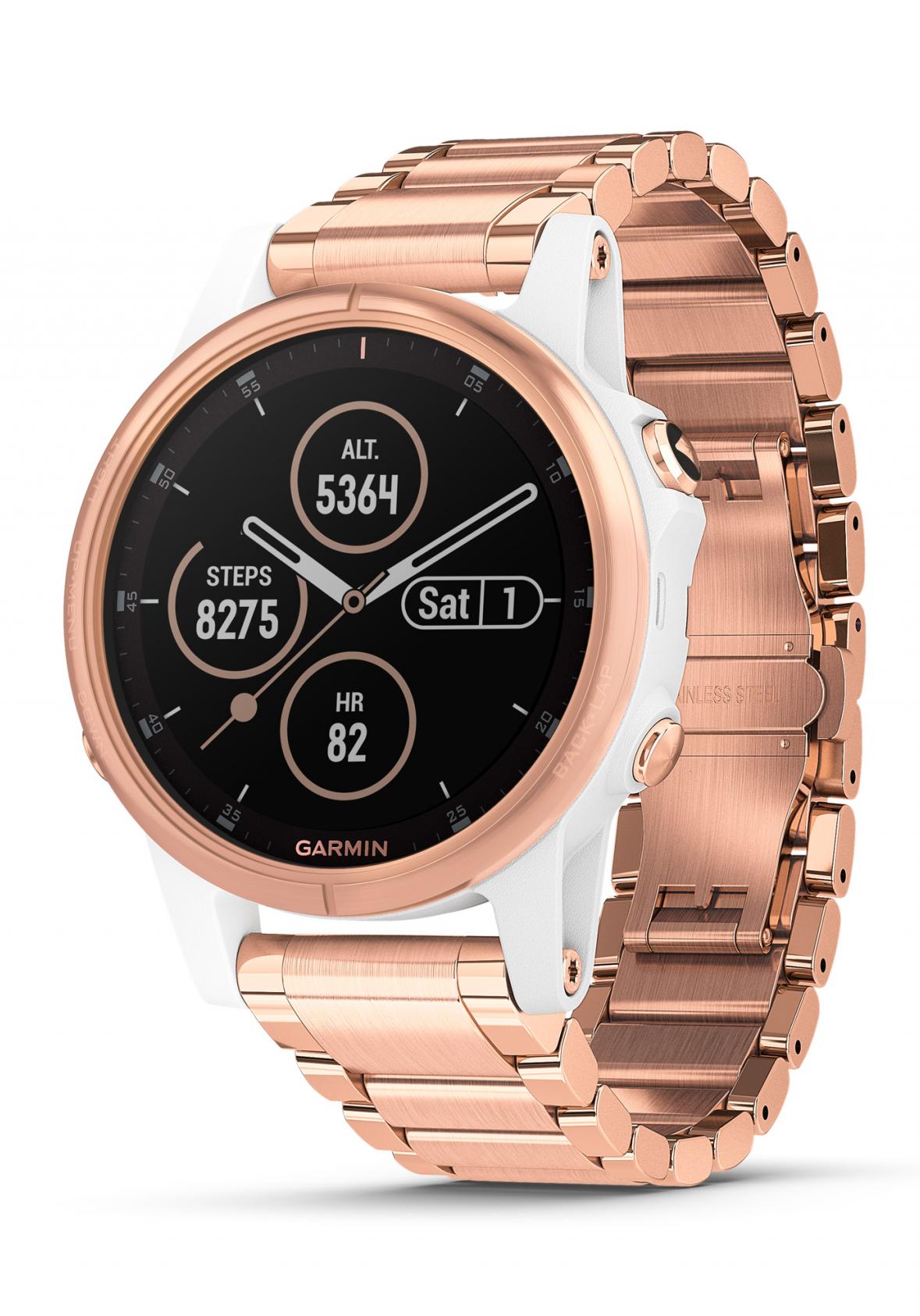 Garmin Fenix 5S Plus Sapphire Weiß/Rosegold GPS Multisport Smartwatch ...
