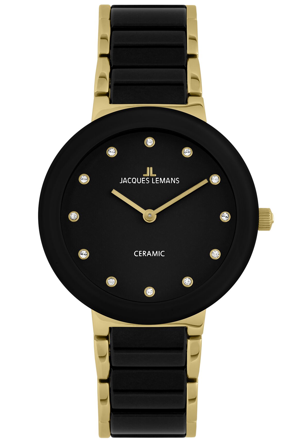 Damenuhr Monaco Special Edition HighTech Ceramic schwarz / IP-gold und Kristalle