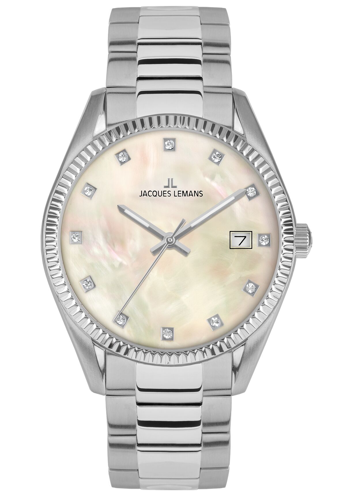 Damenuhr Derby Jubiläumsmodell 50 Jahre JACQUES LEMANS Perlmutt-Zifferblatt / Kristalle Damenuhr Derby Jubiläumsmodell 50 Jahre JACQUES LEMANS Perlmutt-Zifferblatt / Kristalle