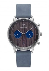 Kerbholz Herbert Darkwood Silver Navy Herrenuhr