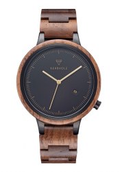 Kerbholz Lamprecht Walnuss Gold Herrenuhr