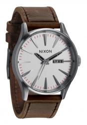 Nixon The Sentry Leather Silver/Brown Herrenuhr