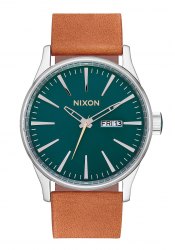 Nixon The Sentry Leather Dark Green / Saddle