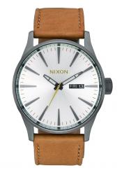 Nixon The Sentry Leather Gunmetal / Silver / Tan