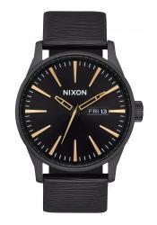 Nixon The Sentry Leather All Black / Gold / White
