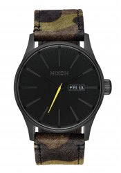 Nixon The Sentry Leather Black / Camo / Volt