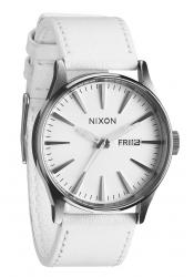 Nixon The Sentry Leather Silver/White Herrenuhr