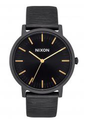 Nixon The Porter Leather All Black / Gold / White