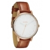 The Kensington Leather Rose Gold/White Damenuhr