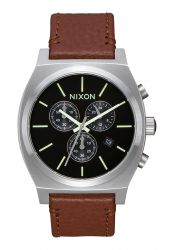Nixon The Time Teller Chrono Leather Black / Saddle