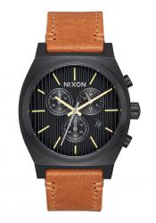 Nixon The Time Teller Chrono Leather Black / Stamped / Brown