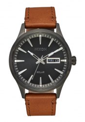 Nixon Sentry Solar Leather Gunmetal