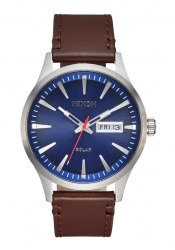 Nixon Sentry Solar Leather Navy Sunray / Silver
