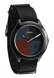 Nixon The Quad All Black / Dark Red Nylon Uhr