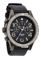 Nixon The 48-20 Chrono Leather Black Gator