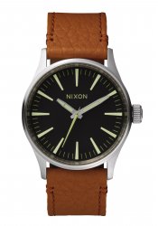 Nixon The Sentry 38 Leather Black / Saddle EA