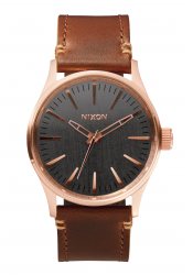 Nixon The Sentry 38 Leather Rose Gold / Gunmetal / Brown