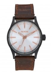 Nixon The Sentry 38 Leather Black / Silver / Brown
