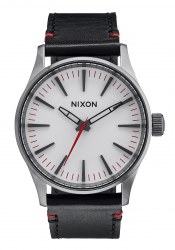 Nixon The Sentry 38 Leather Gunmetal / White