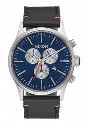 Nixon The Sentry Chrono Leather Blue Sunray