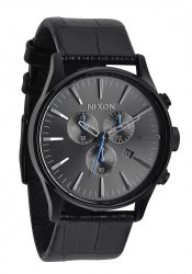 Nixon The Sentry Chrono Leather Black Gator