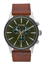Nixon The Sentry Chrono Leather Surplus / Brown