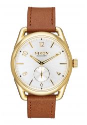 Nixon The C39 Leather Gold Saddle White