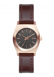 Nixon The Small Time Teller Leather Rose Gold Gunmetal Brown Damenuhr
