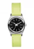 The Small Time Teller Leather Navy Neon Yellow Damenuhr