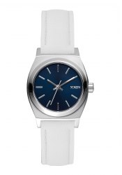 Nixon The Small Time Teller Leather Navy White Damenuhr