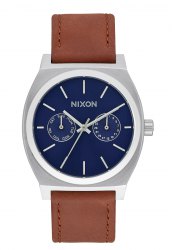 Nixon The Time Teller Deluxe Leather Navy Sunray Brown